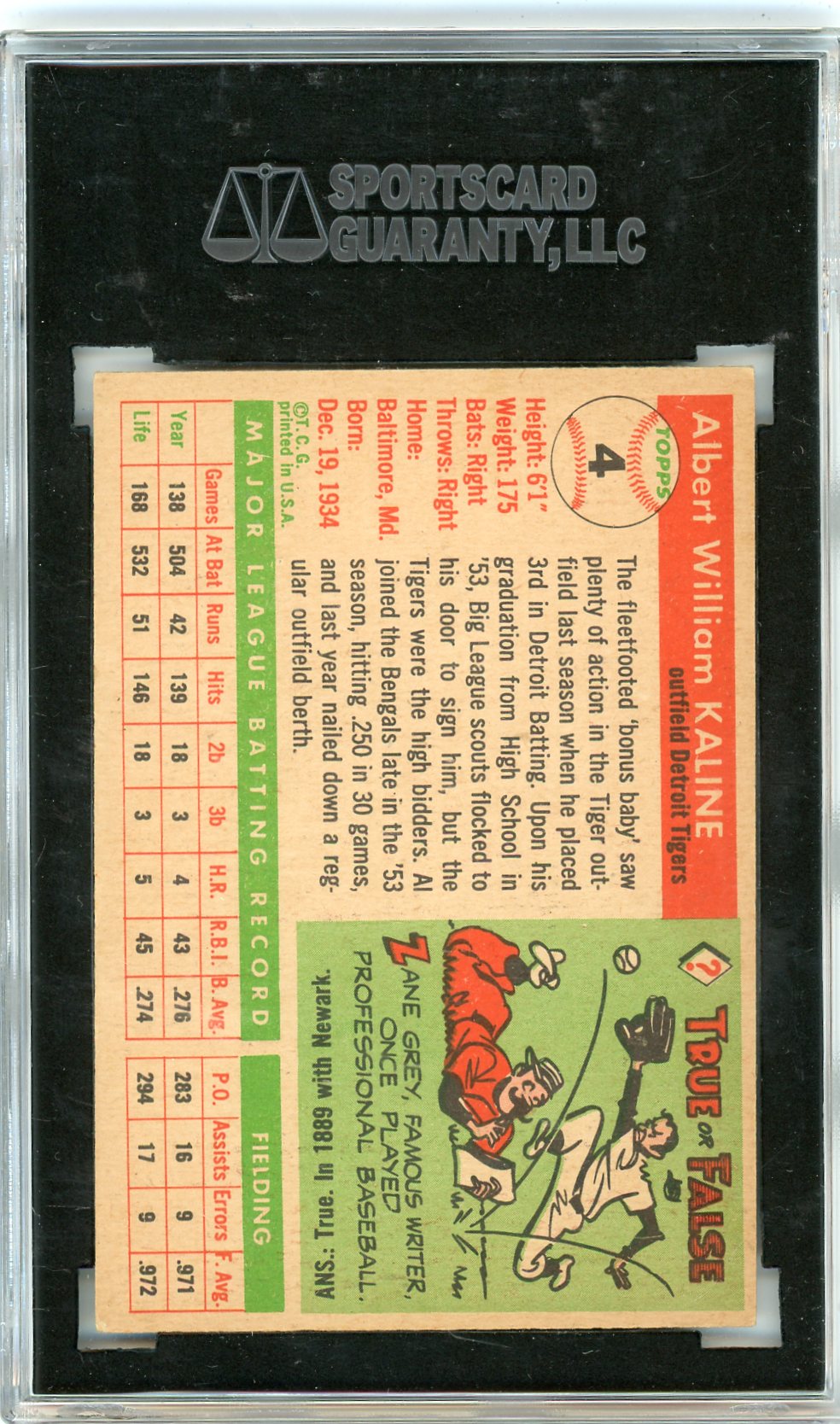 1955 Topps Al Kaline #4 SGC 3.5