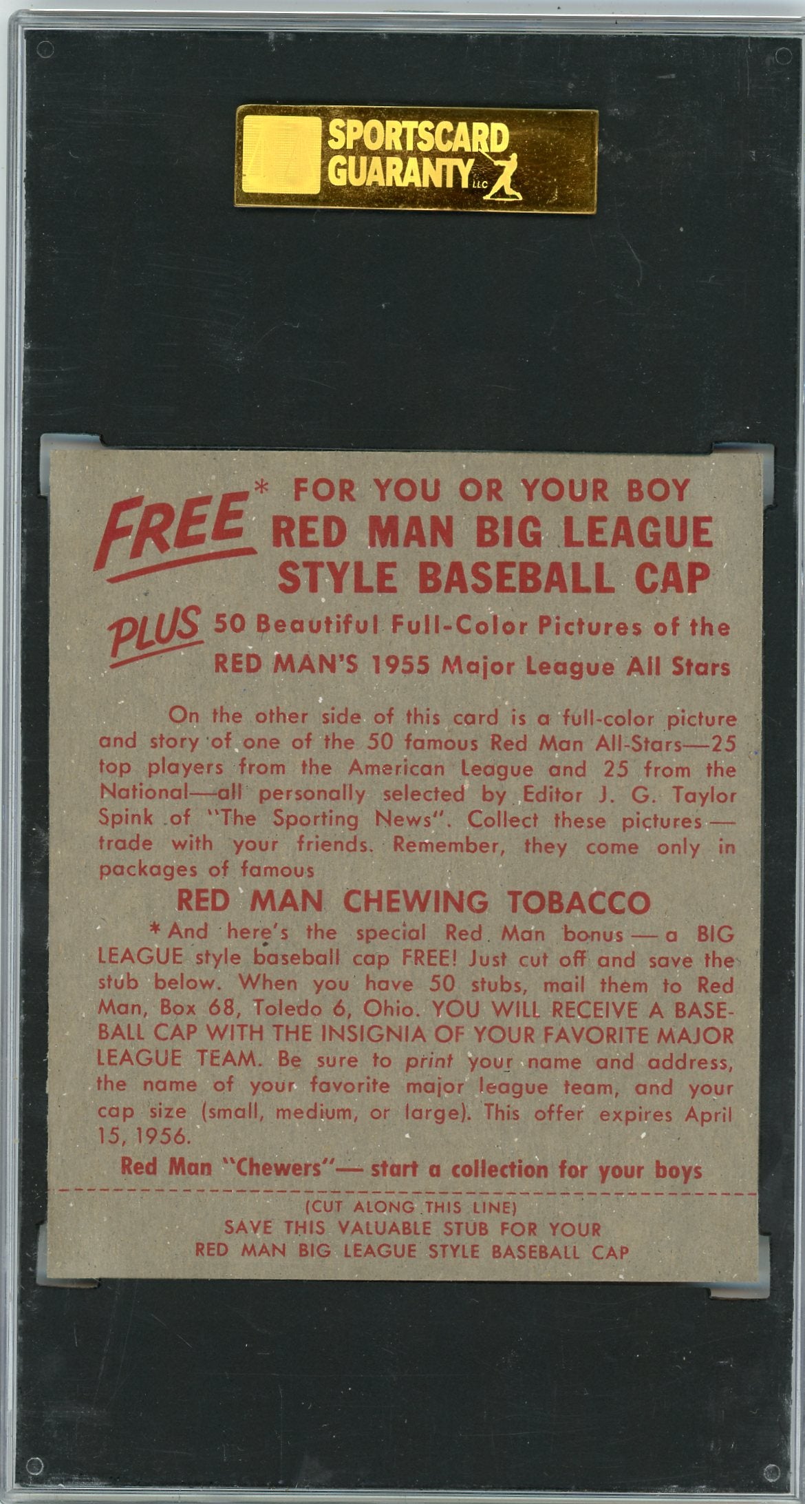 1955 Redman Tobacco 'dusty' Rhodes #NL-22 SGC 7