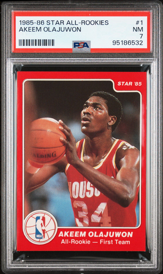 1985-86 STAR AKEEM OLAJUWON ALL-ROOKIES #1 PSA 7