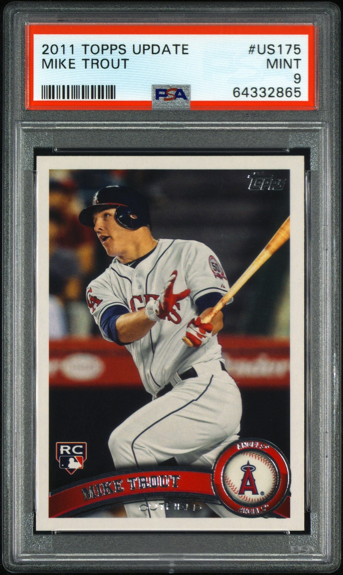 2011 TOPPS MIKE TROUT UPDATE #US175 PSA 9