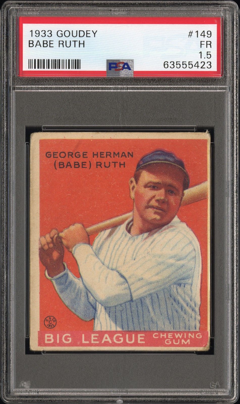 1933 GOUDEY BABE RUTH #149 PSA 1.5