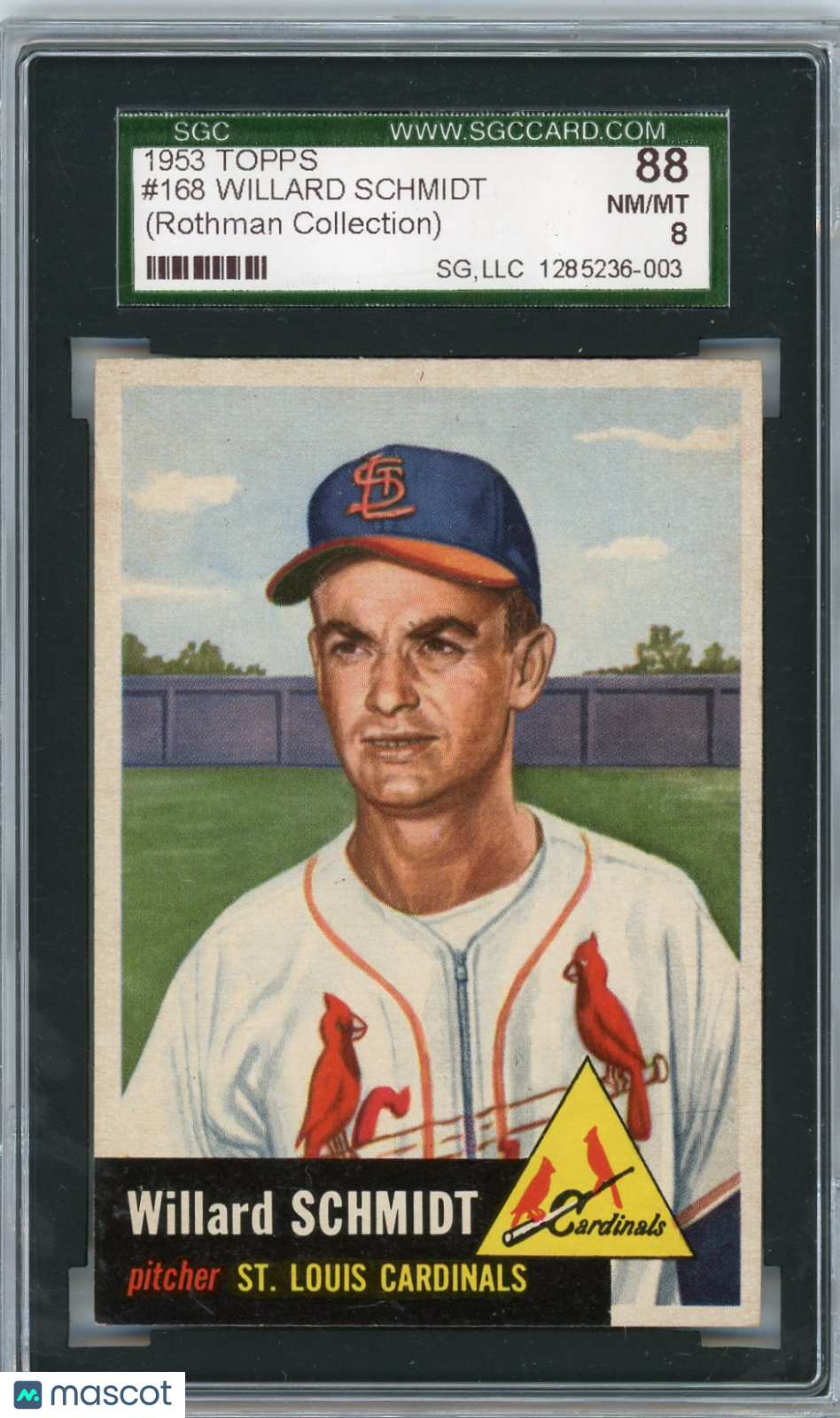 1953 Topps Willard Schmidt #168 SGC 8