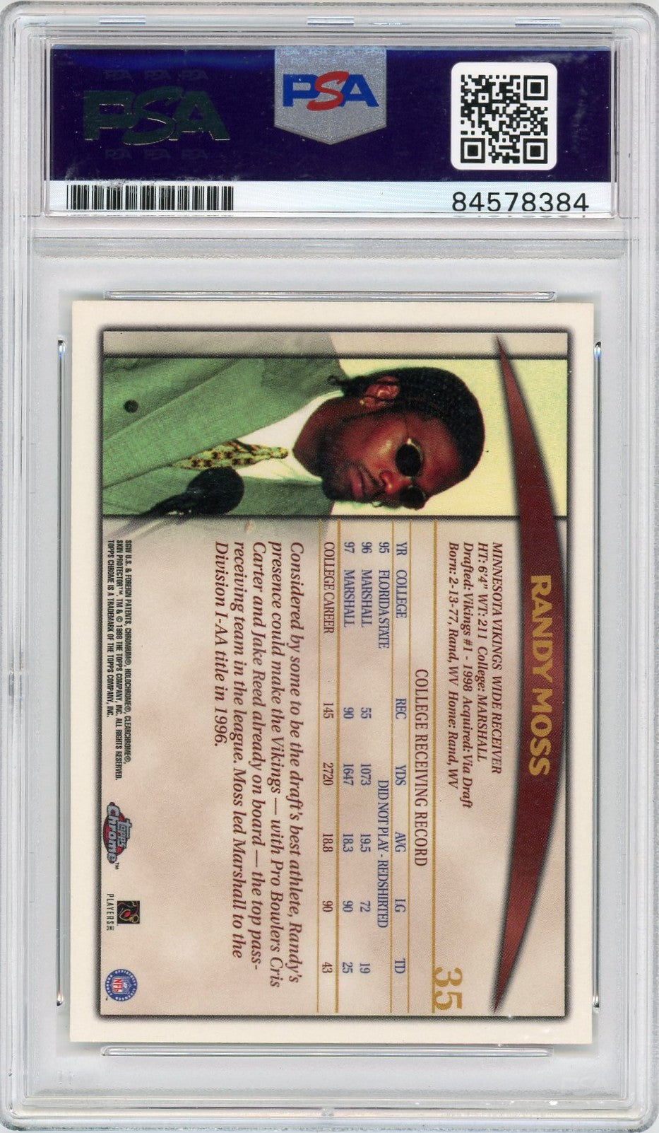 2024 Randy Moss PSA A Auto A