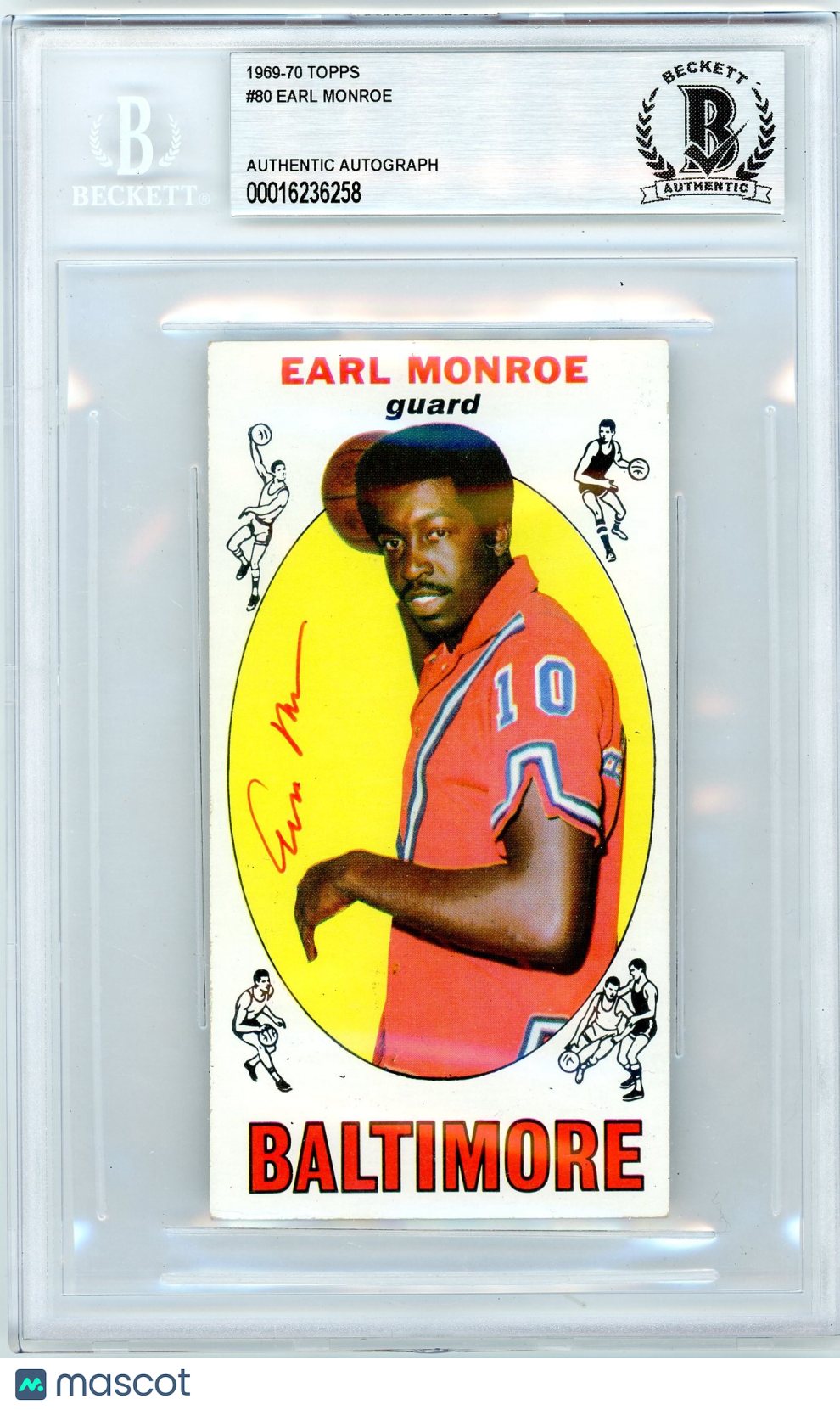 1969 Topps Earl Monroe #80 BVG Authentic Rookie BAS Auto Authentic