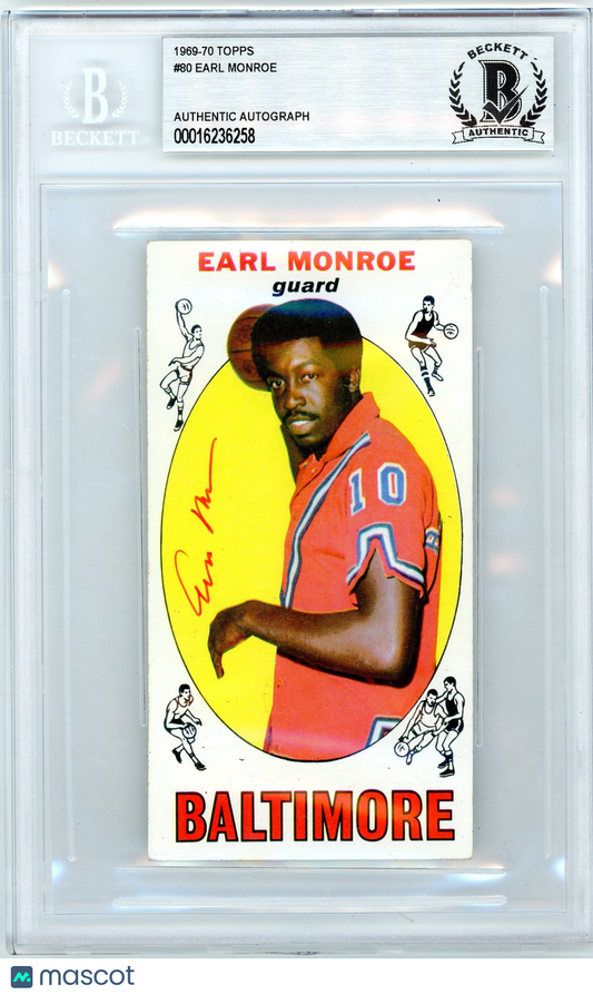 1969 Topps Earl Monroe #80 BVG Authentic Rookie BAS Auto Authentic