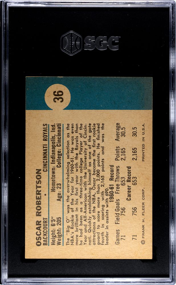 1961-62 FLEER OSCAR ROBERTSON #36 SGC 7