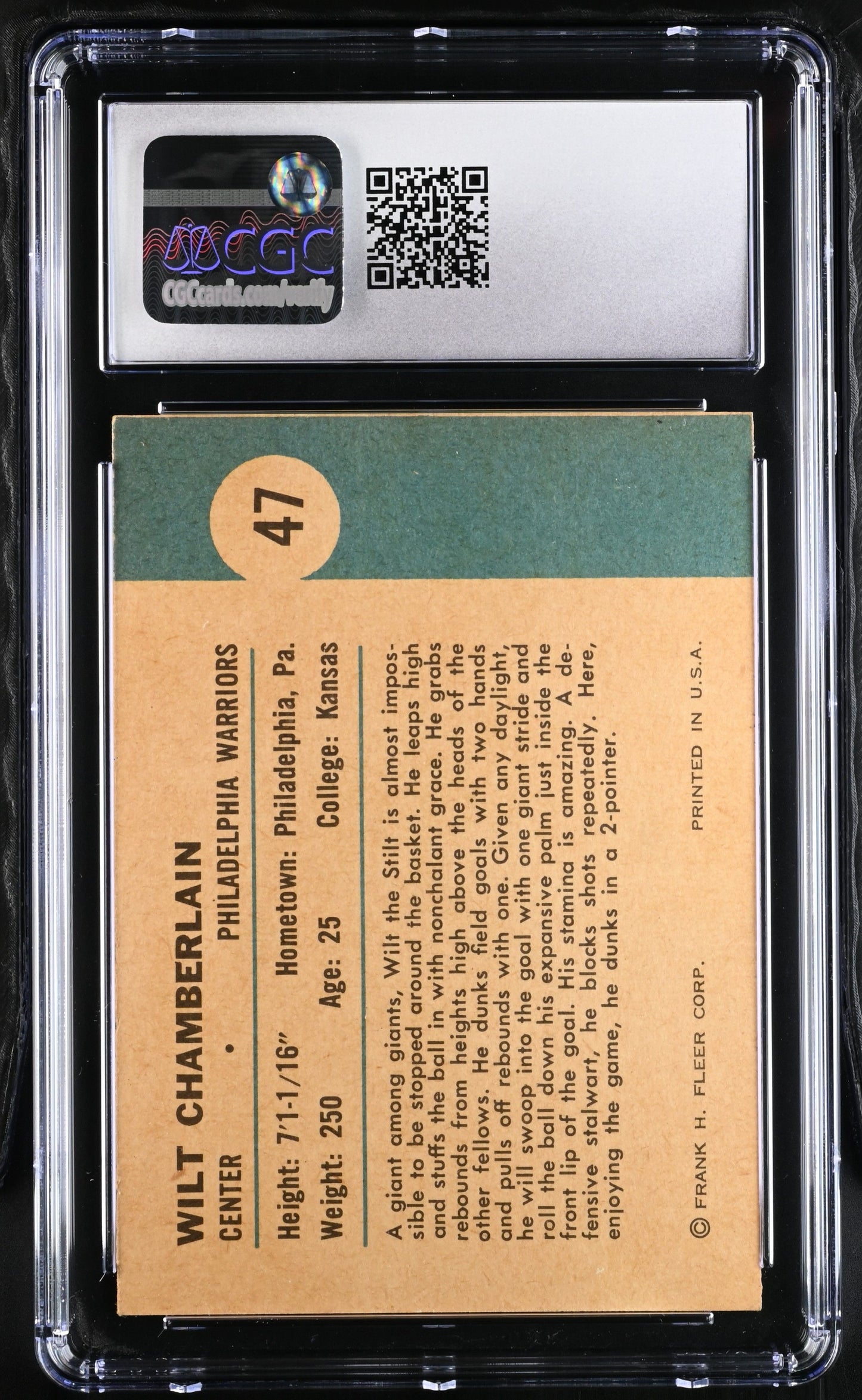 1961 FLEER WILT CHAMBERLAIN #47 CGC 3.5