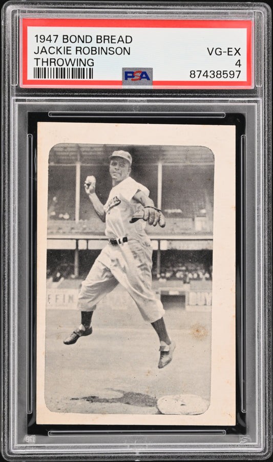 1947 JACKIE ROBINSON BOND BREAD JACKIE ROBINSON THROWING PSA 4