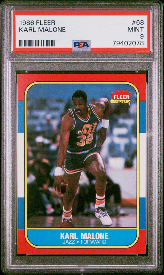 1986 FLEER KARL MALONE #68 PSA 9