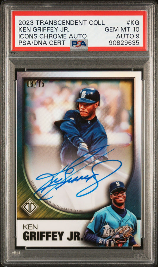 2023 TOPPS KEN GRIFFEY JR. TRANSCENDENT COLLECTION TRANSCENDENT GRAPHS ICONS CHROME AUTO #KG PSA 10