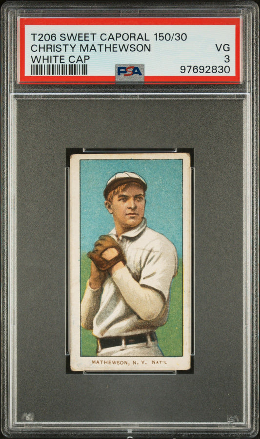 1909-11 CHRISTY MATHEWSON T206 SWEET CAPORAL 150/30 WHITE CAP PSA 3