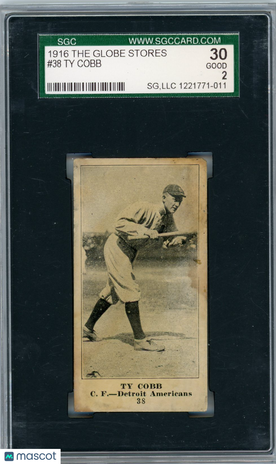 1916 The Globe Stores Ty Cobb #38 SGC 2