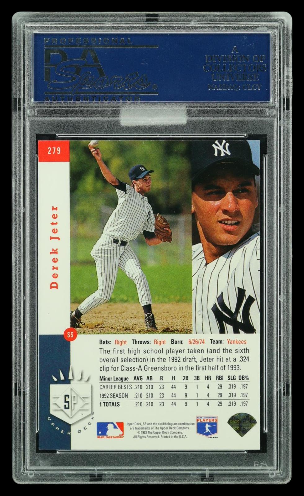 1993 SP Derek Jeter #279 Foil PSA 8.5 MBA Silver