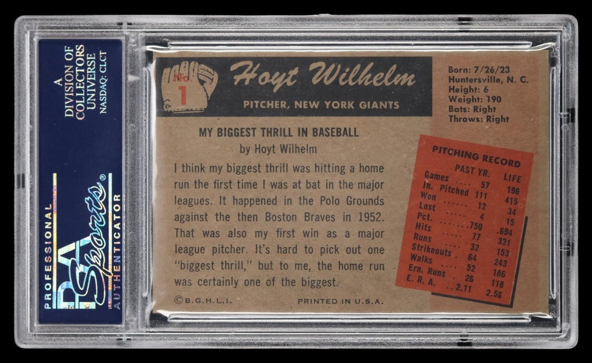 1955 Bowman Hoyt Wilhelm #1 PSA 8 MBA Bronze