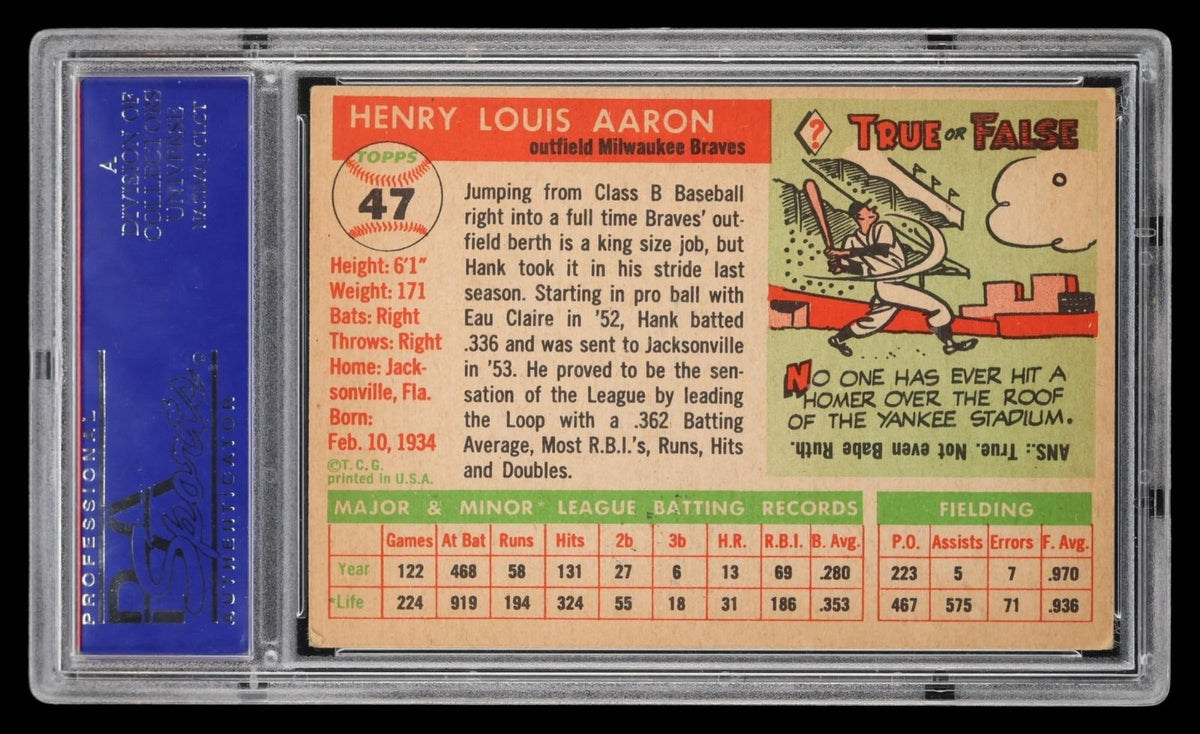 1955 Topps Hank Aaron #47 PSA 4 MBA Bronze
