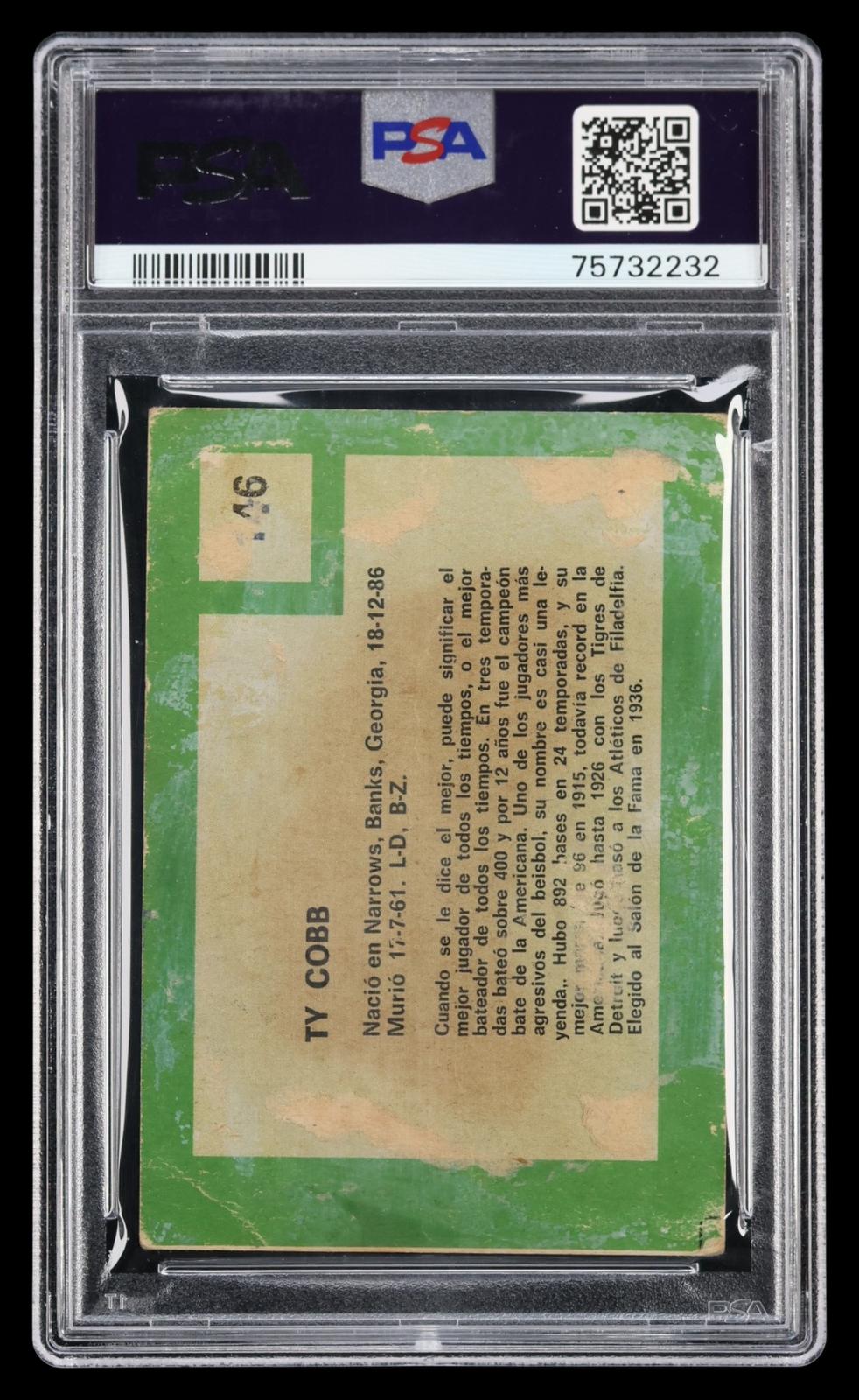 1967 Venezuela Topps Ty Cobb #146 PSA 1 MBA Bronze