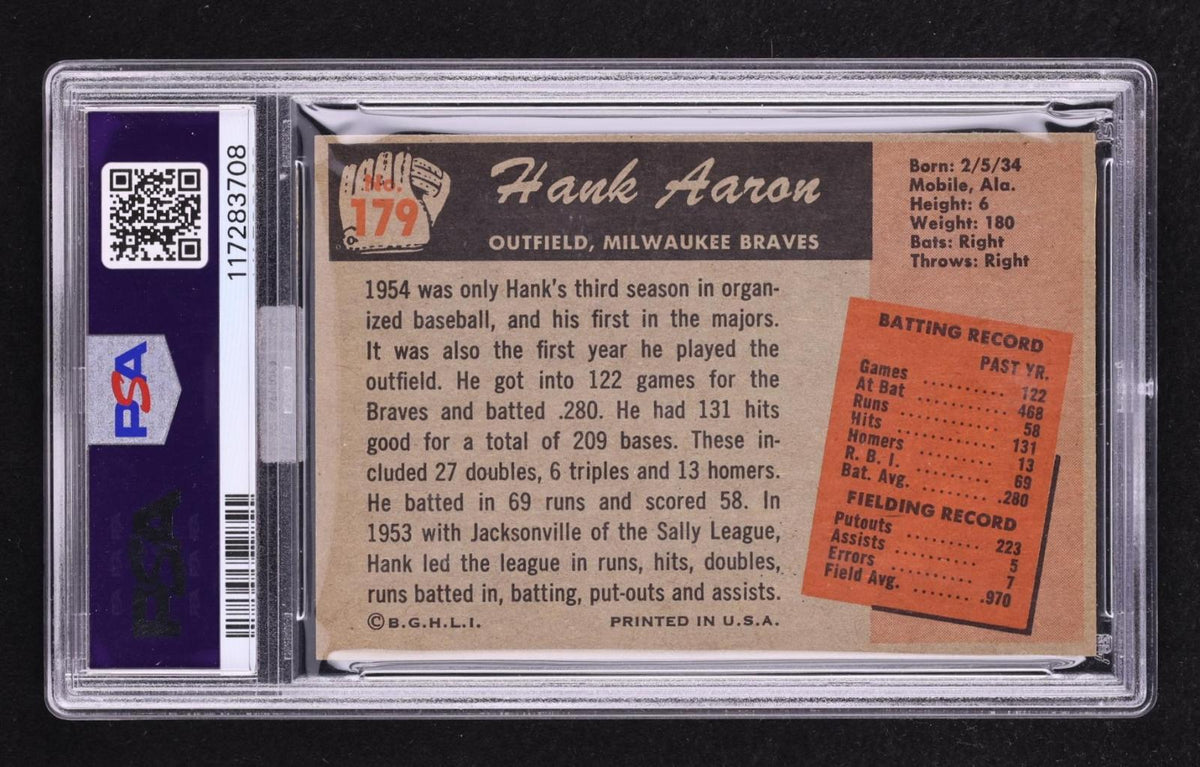 1955 Bowman Hank Aaron #179 PSA 7 MBA Gold