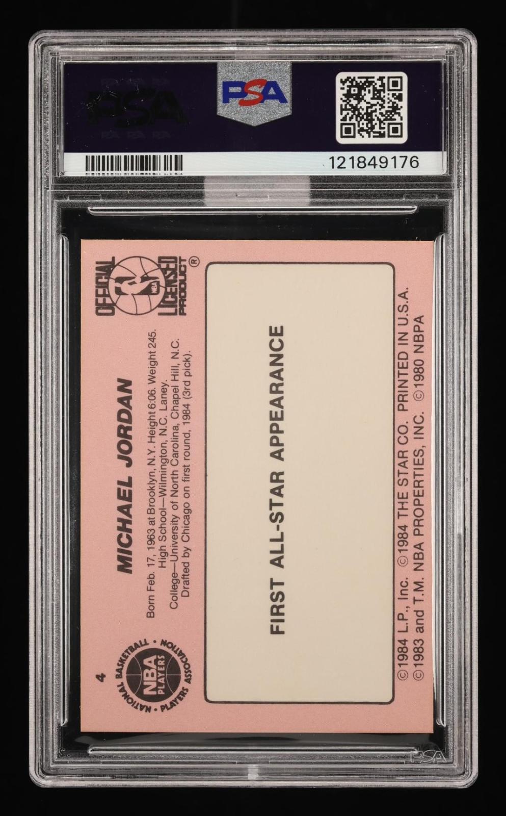 1985 Star Crunch 'N' Munch Michael Jordan #4 PSA 8 MBA Silver