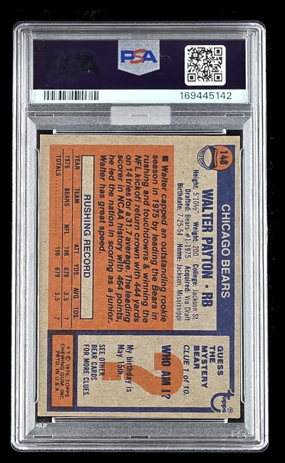 1976 Topps Walter Payton #148 PSA 2.5 Auto 10 MBA Gold