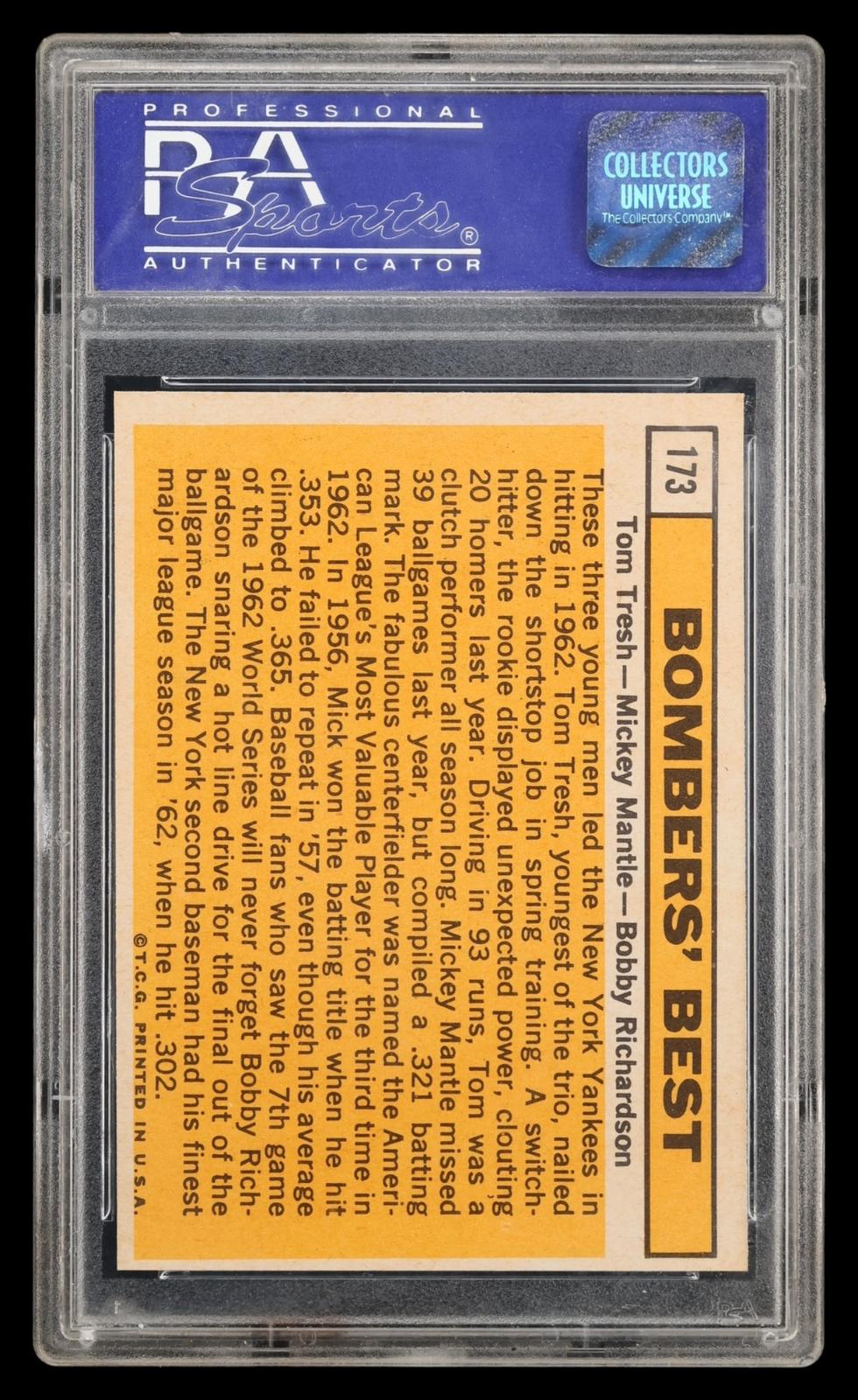 1963 Topps Bombers' Best #173 Tresh Mantle Richardson PSA 8 MBA Bronze