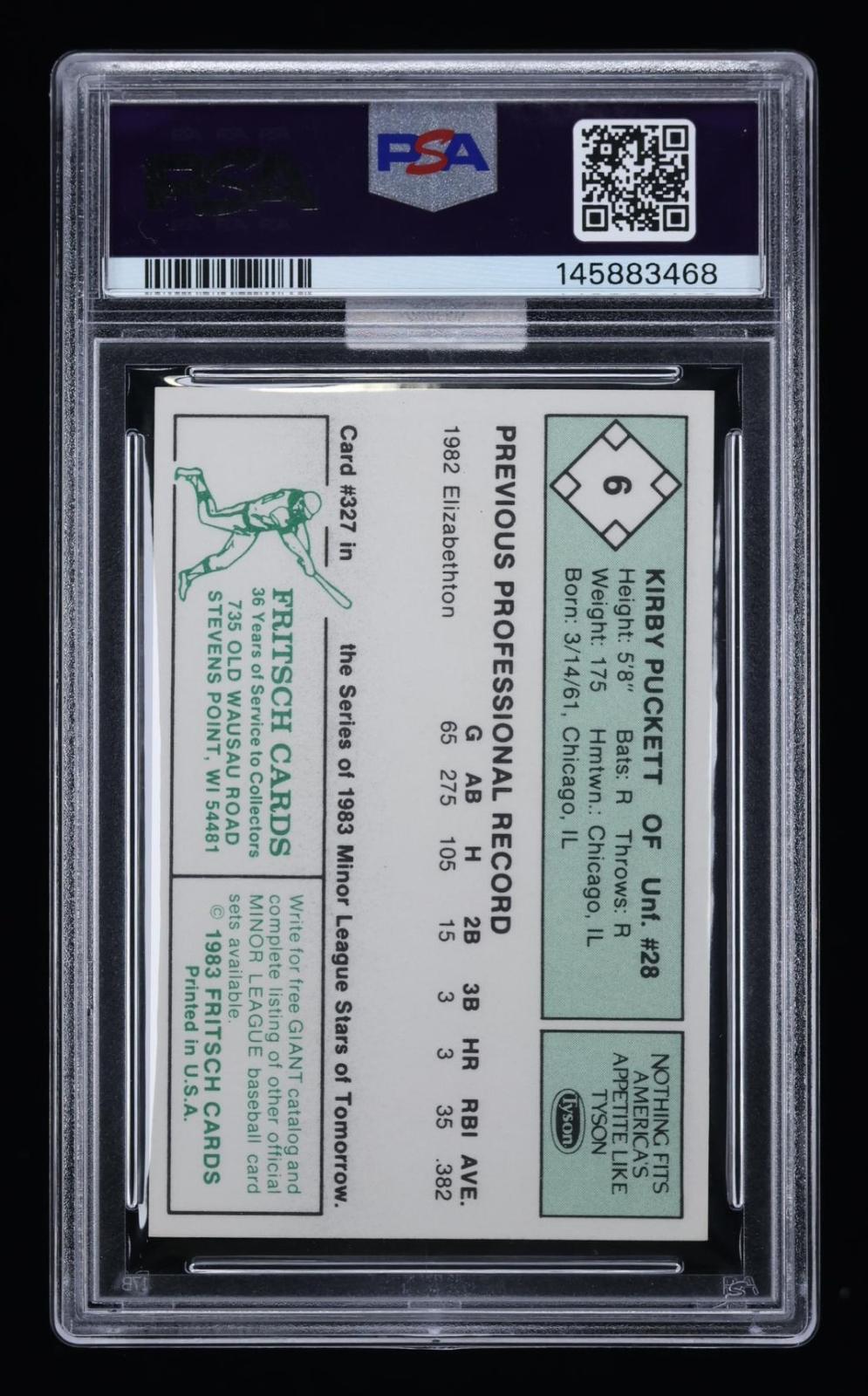 1983 Fritsch Visalia Oaks Kirby Puckett #6 PSA 10