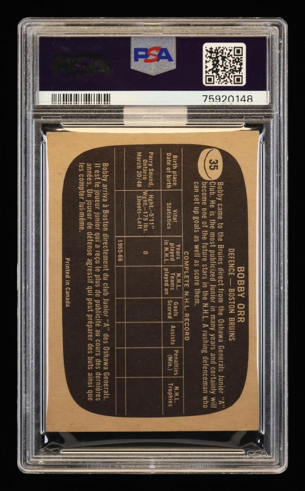 1966 Topps Bobby Orr #35 PSA 3