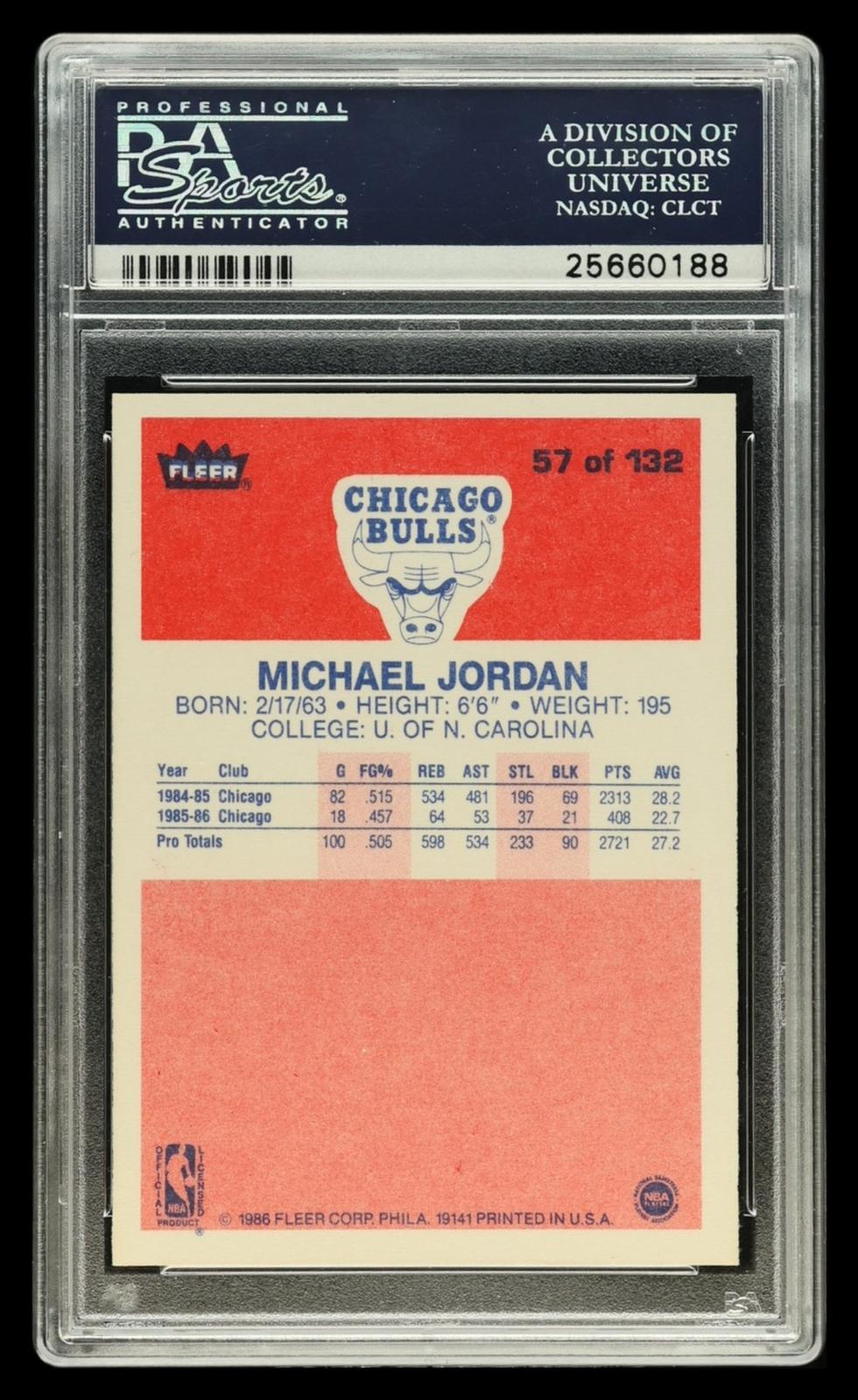 1986 Fleer Michael Jordan #57 MBA 9 MBA Bronze