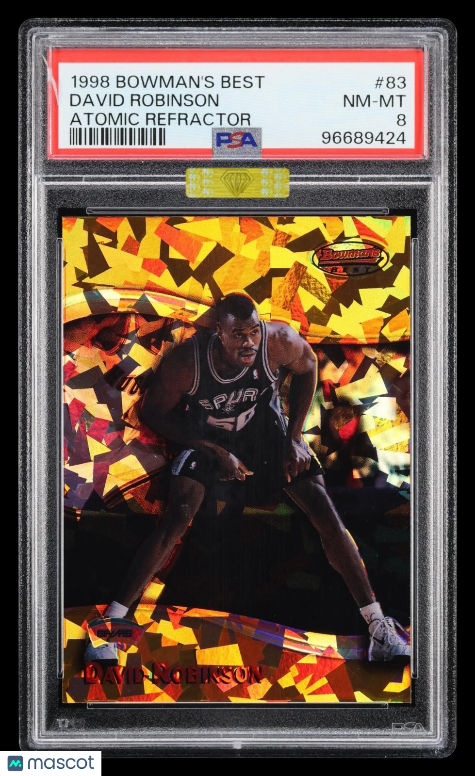 1998 Bowman's Best David Robinson #83 Atomic Refractor PSA 8 MBA Gold