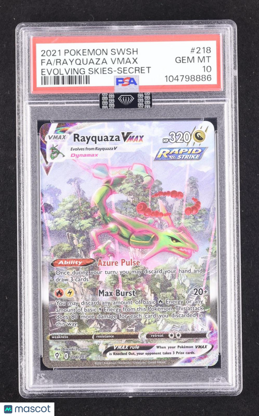 2021 Pokemon SWSH Evo Skies Rayquaza VMAX F/A Secret PSA 10 #218 MBA Black Label