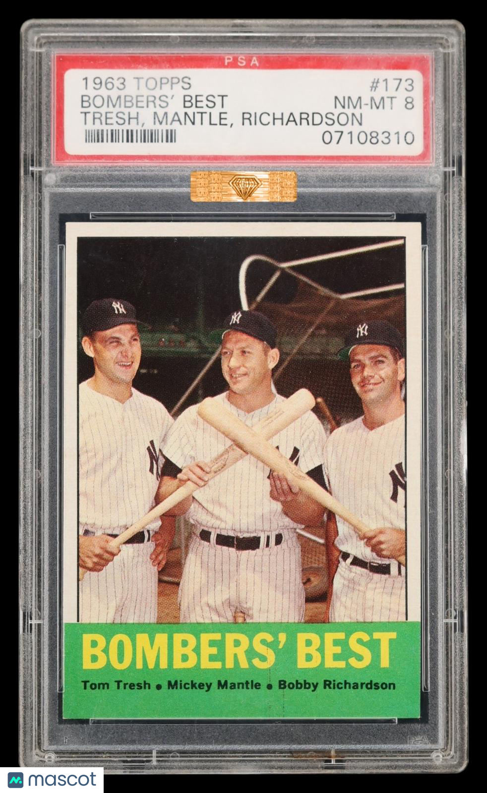 1963 Topps Bombers' Best #173 Tresh Mantle Richardson PSA 8 MBA Bronze