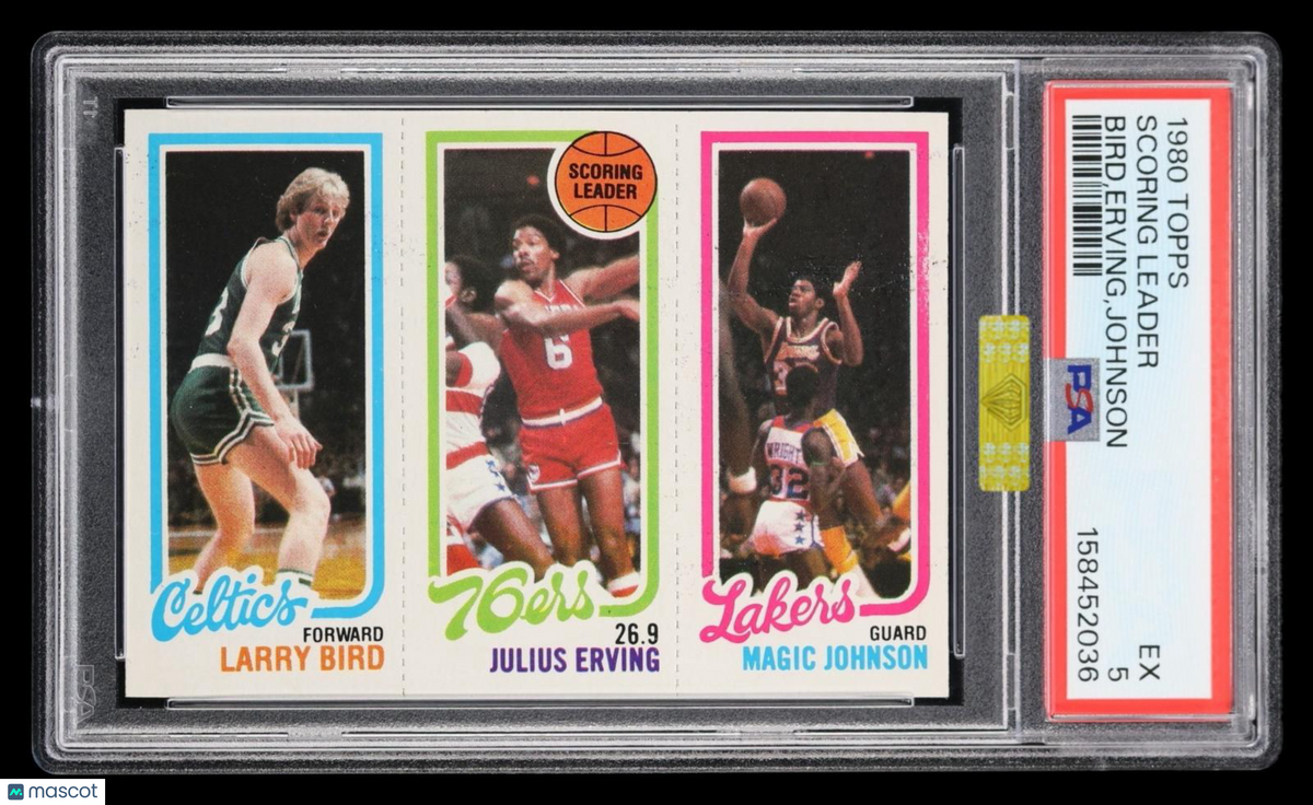 1980 Topps Scoring Leader Bird Erving Johnson PSA 5 MBA Gold