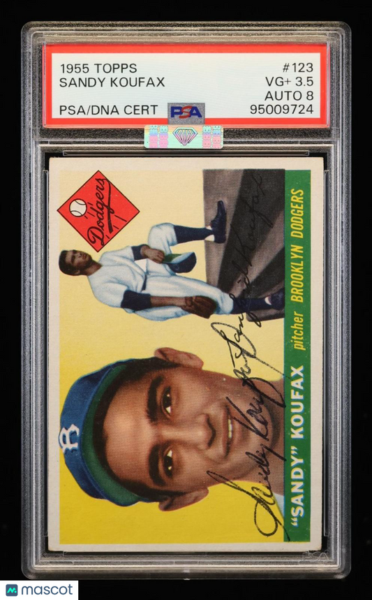 1955 Topps Sandy Koufax #123 PSA 3.5 Auto 8