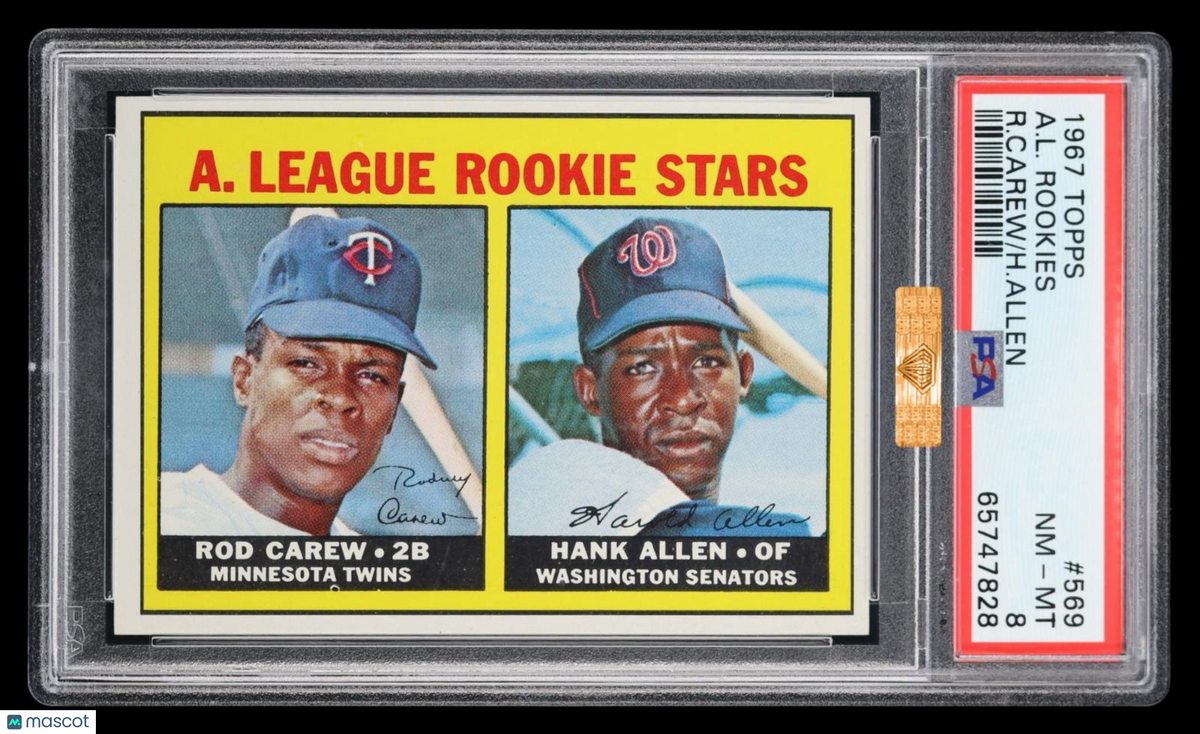 1967 Topps A. L. Rookies #569 R. Carew H. Allen PSA 8 MBA Bronze