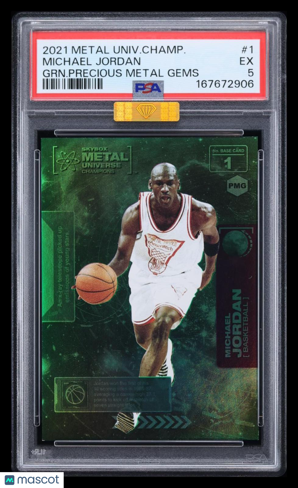 2021 Skybox Metal Universe Champions Michael Jordan #1 GRN. Precious Gems PSA 5