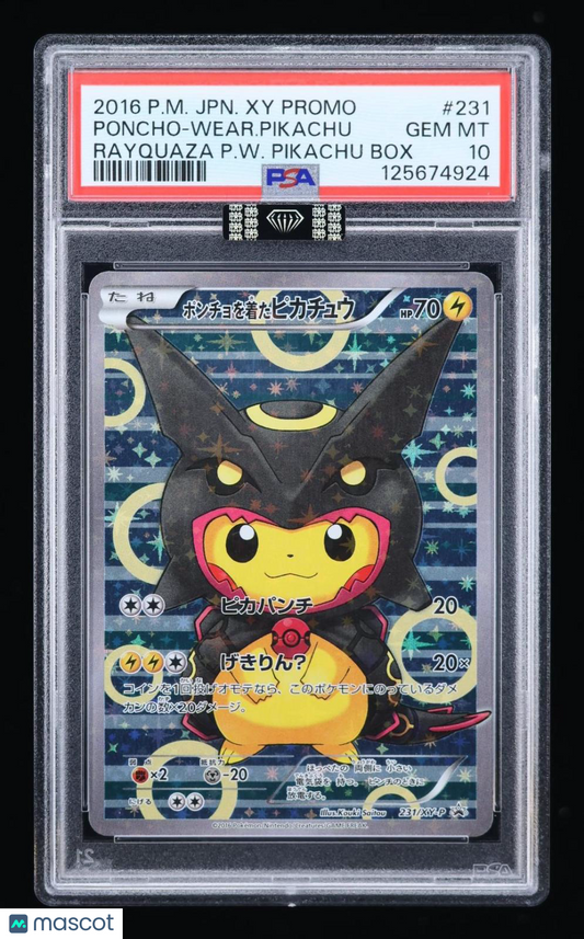 2016 Poncho Wearing Pikachu Japan Promo #231 Rayquaza PSA 10 BLACK LABEL