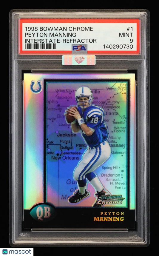 1998 Bowman Chrome Peyton Manning #1 Interstate Refractor PSA 9