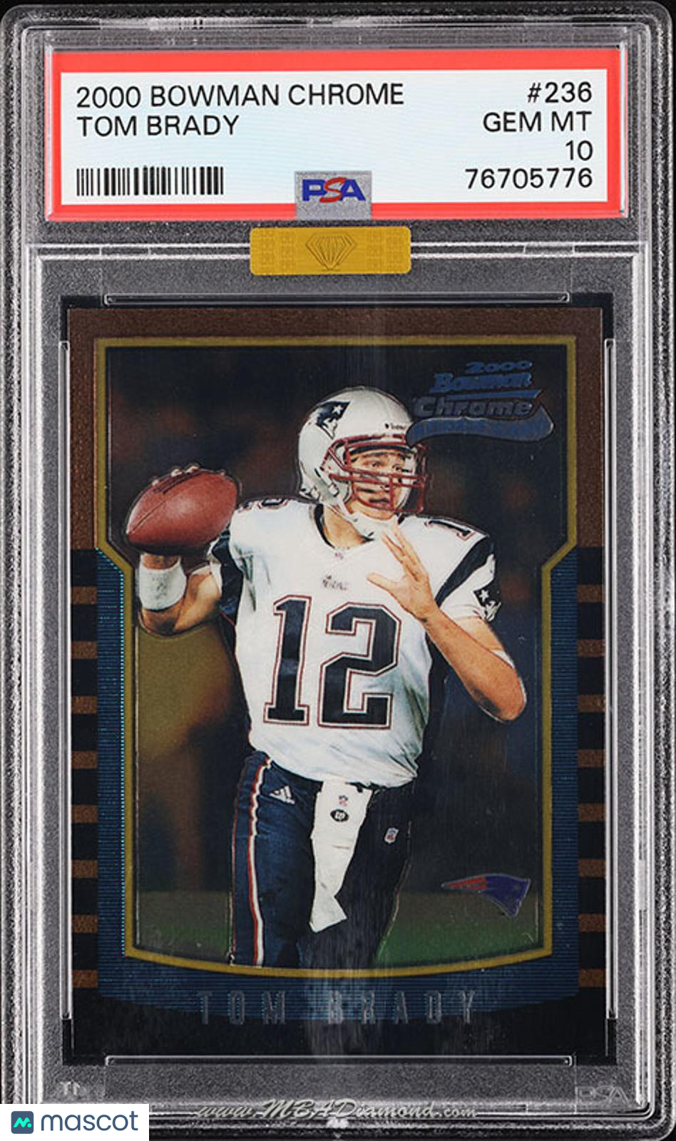 2000 Bowman Chrome Tom Brady #236 PSA 10 MBA Gold