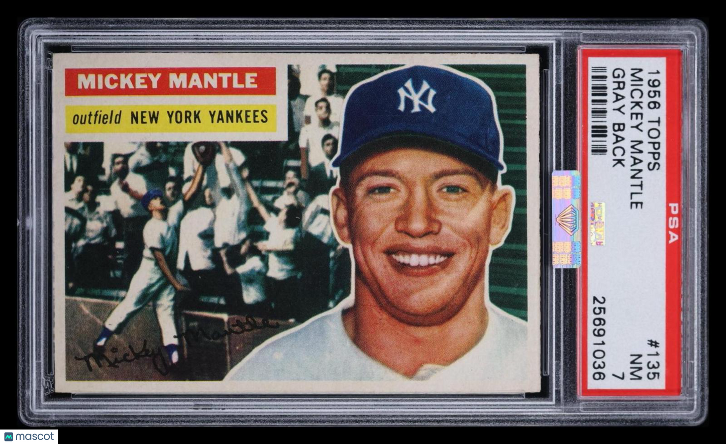 1956 Topps Mickey Mantle #135 Gray Back PSA 7