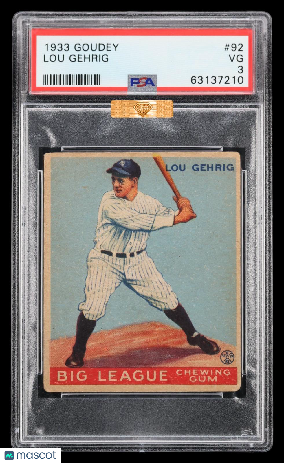 1933 Goudey Lou Gehrig #92 PSA 3 MBA Bronze