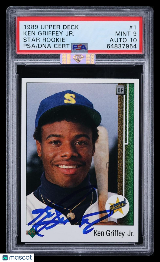 1989 Upper Deck Ken Griffey JR. #1 Star Rookie PSA 9 Auto 10 MBA Silver