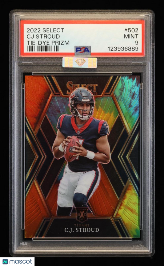 2022 Panini Select CJ Stroud #502 Tie Dye Prizm PSA 9