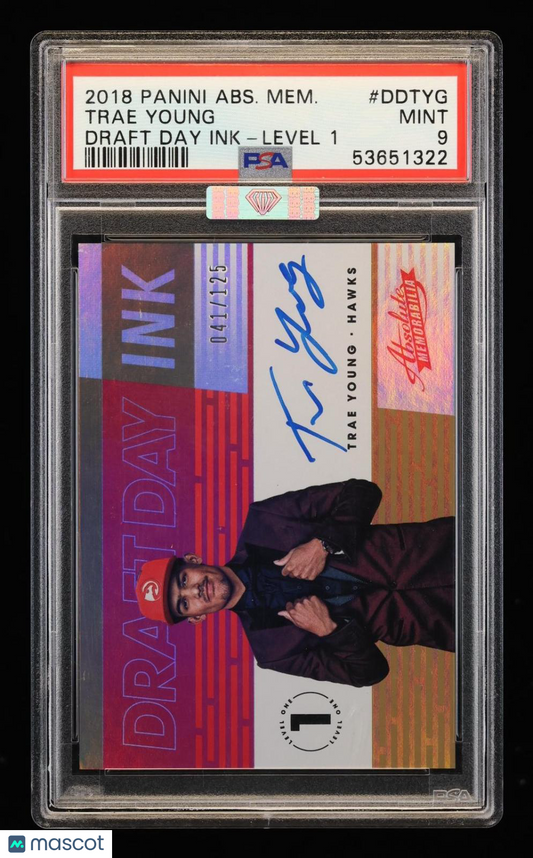 2018 Panini Absolute Memorabilia Draft Day Trae Young #DDTYG Level 1 PSA 9 /125