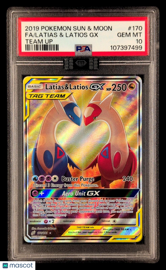 2019 Pokemon Sun & Moon Team Up Latias & Latios GX Fa PSA 10 170 MBA Black Label