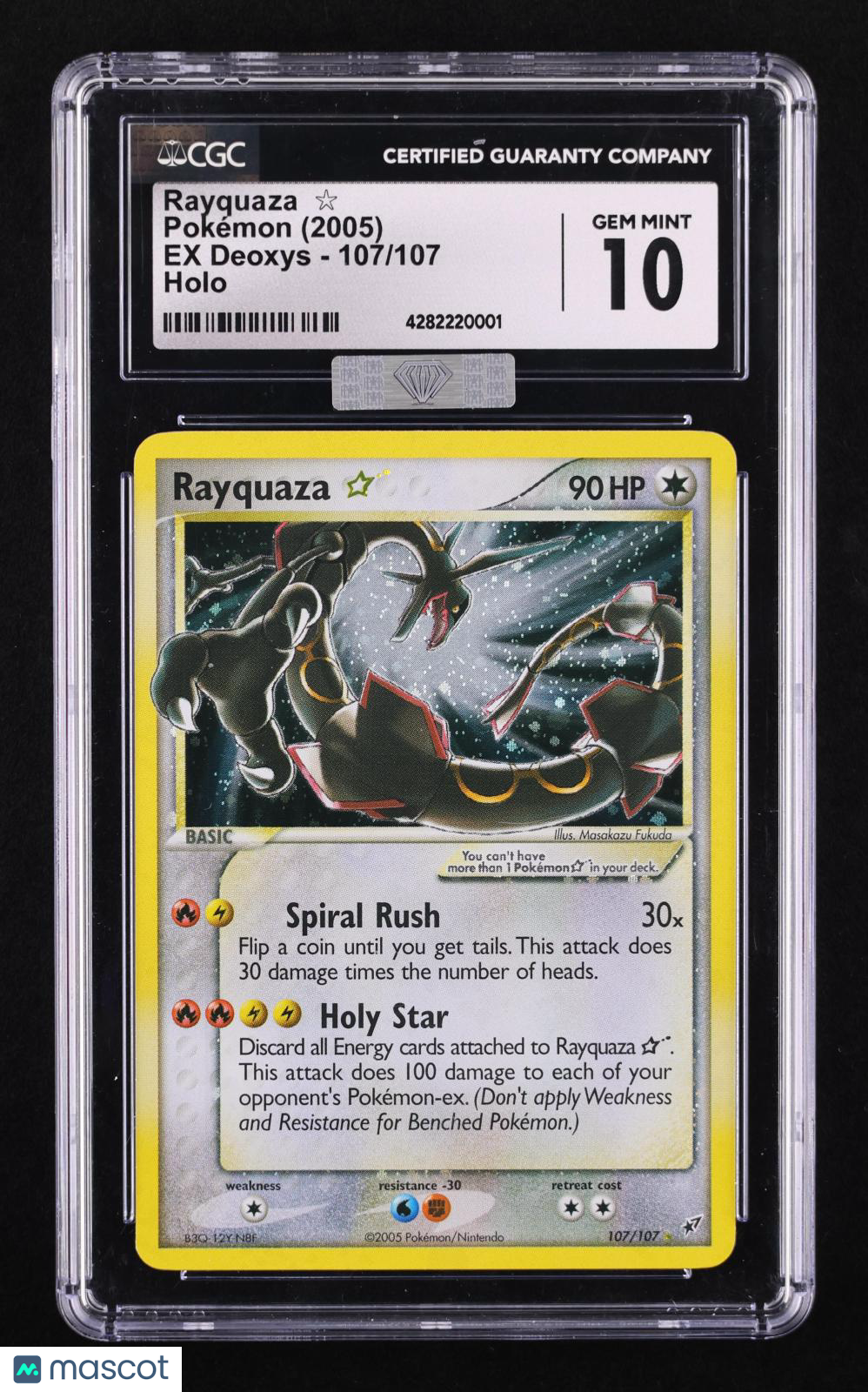 2005 Pokemon EX Deoxys Rayquaza ☆ Holo 107/107 CGC 10 #107/107 MBA Silver Label