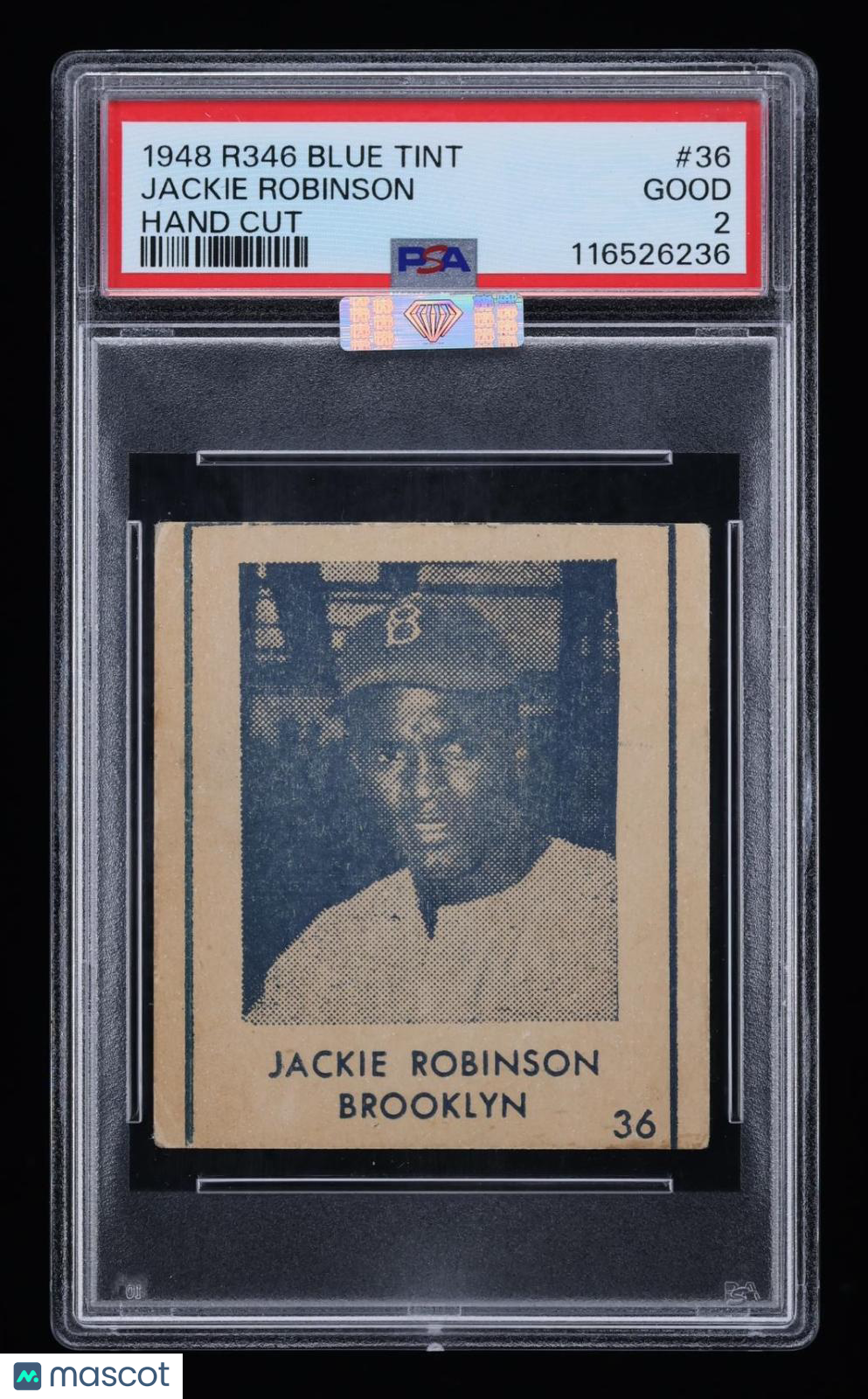 1948 R346 Blue Tint Jackie Robinson #36 Hand Cut PSA 2