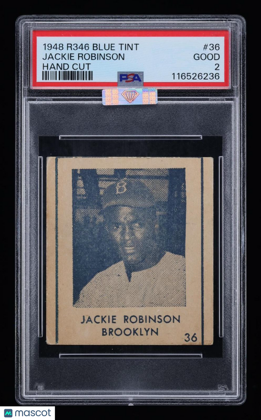 1948 R346 Blue Tint Jackie Robinson #36 Hand Cut PSA 2