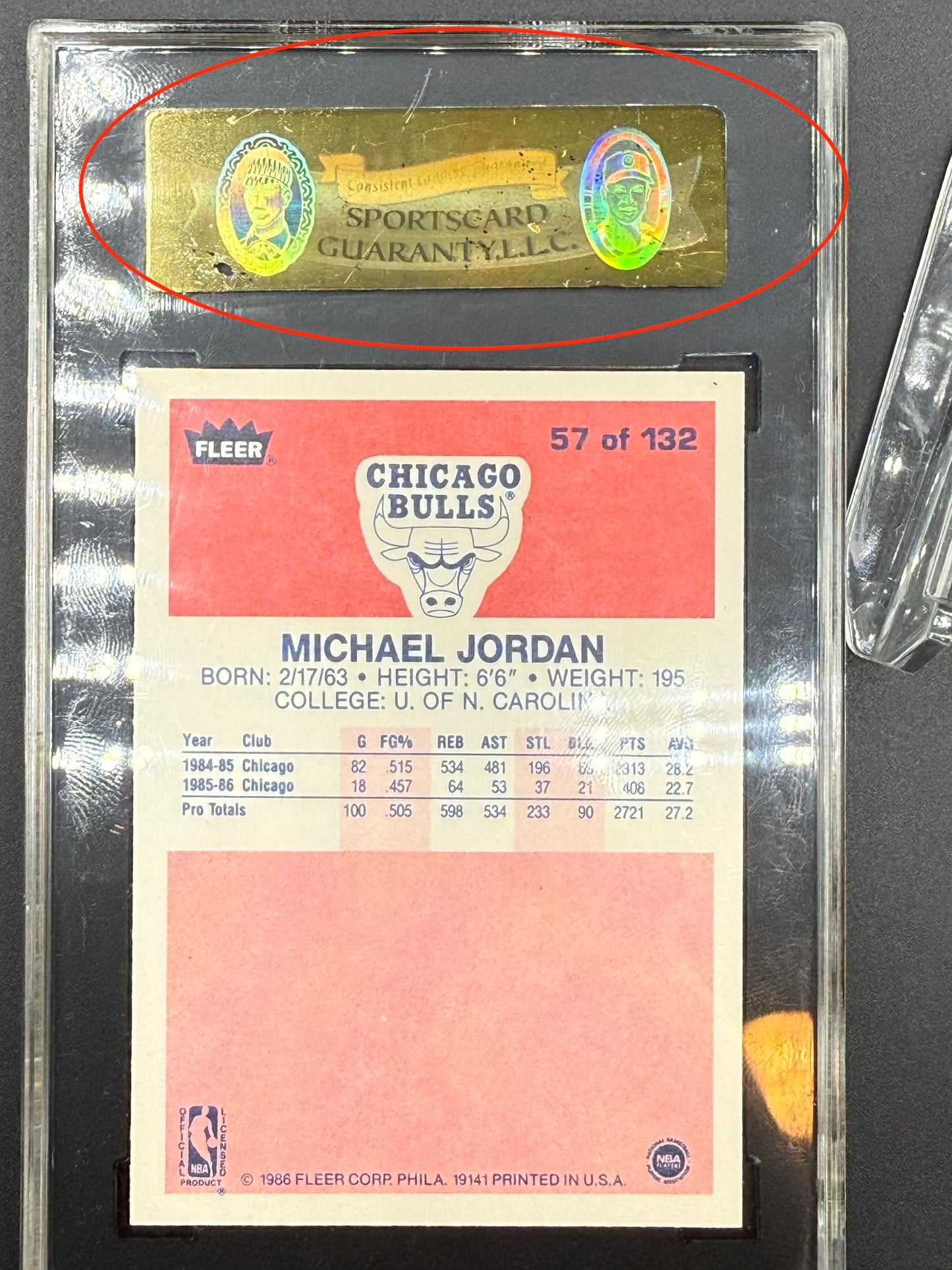 1986 Fleer Michael Jordan #57 SGC 9