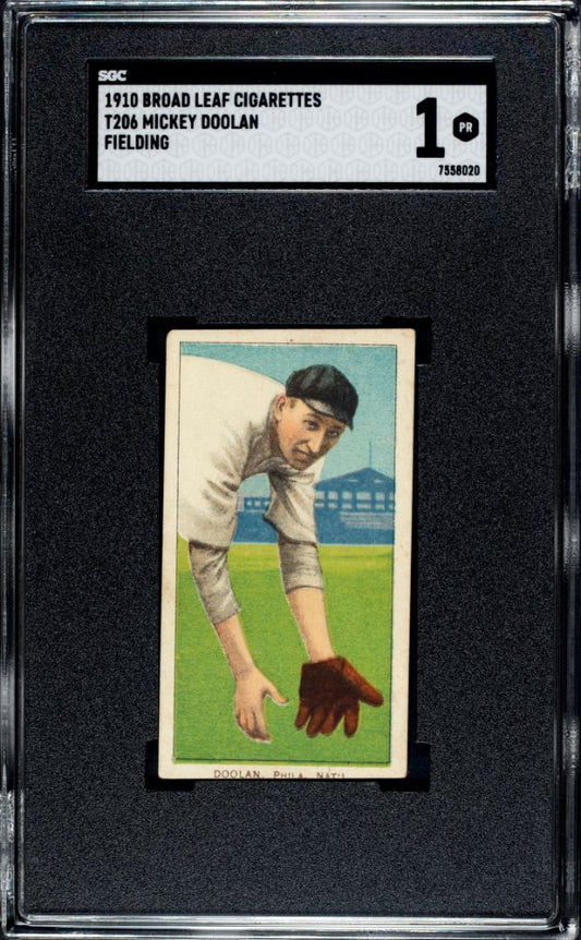 1910 LEAF DOOLAN, MICKEY BROAD CIGARETTES (T206) FIELDING SGC 1