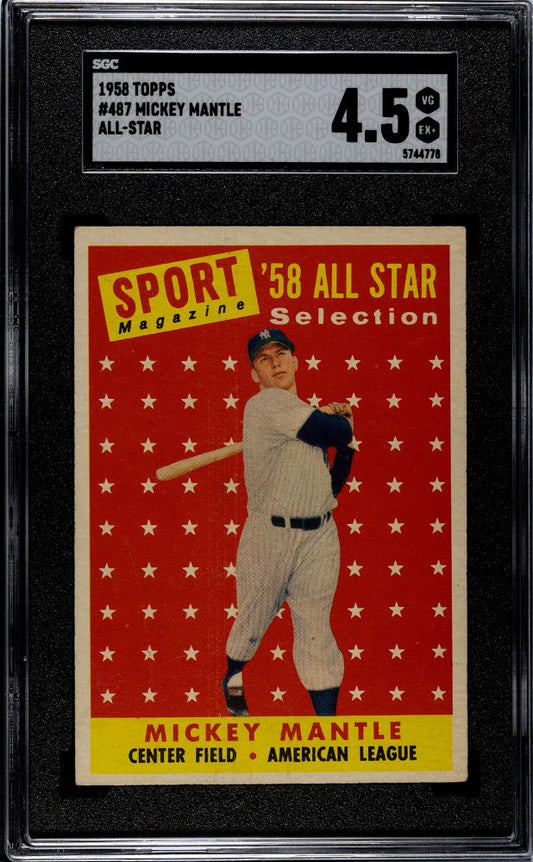 1958 TOPPS MICKEY MANTLE ALL-STAR #487 SGC 4.5