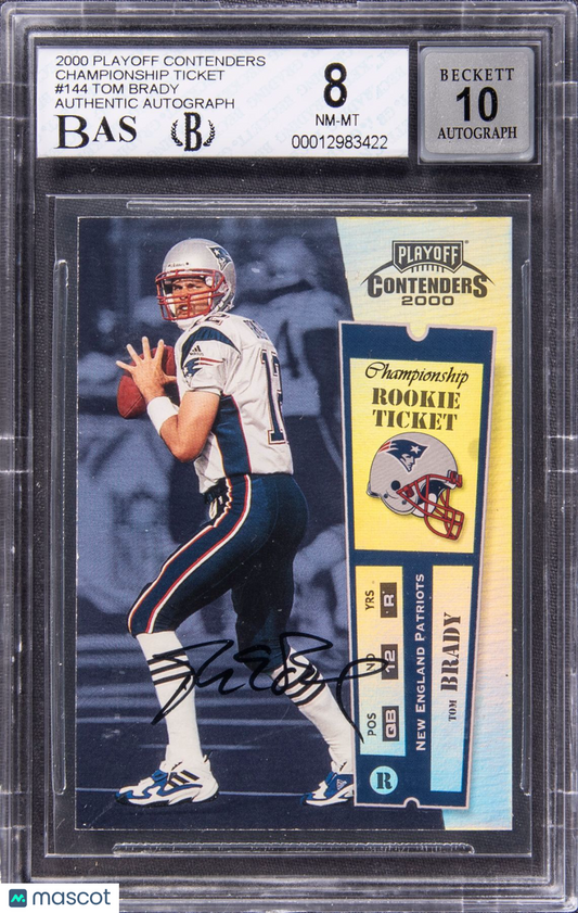 2000 Playoff Contenders Championship Ticket Tom Brady #144 BGS 8 Auto 10